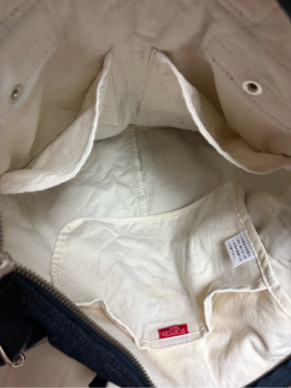 PORTER YOSHIDA Blue Denim Jeans 2 Way Helmet Tote Bag Japan Pockets - Picture 10 of 14